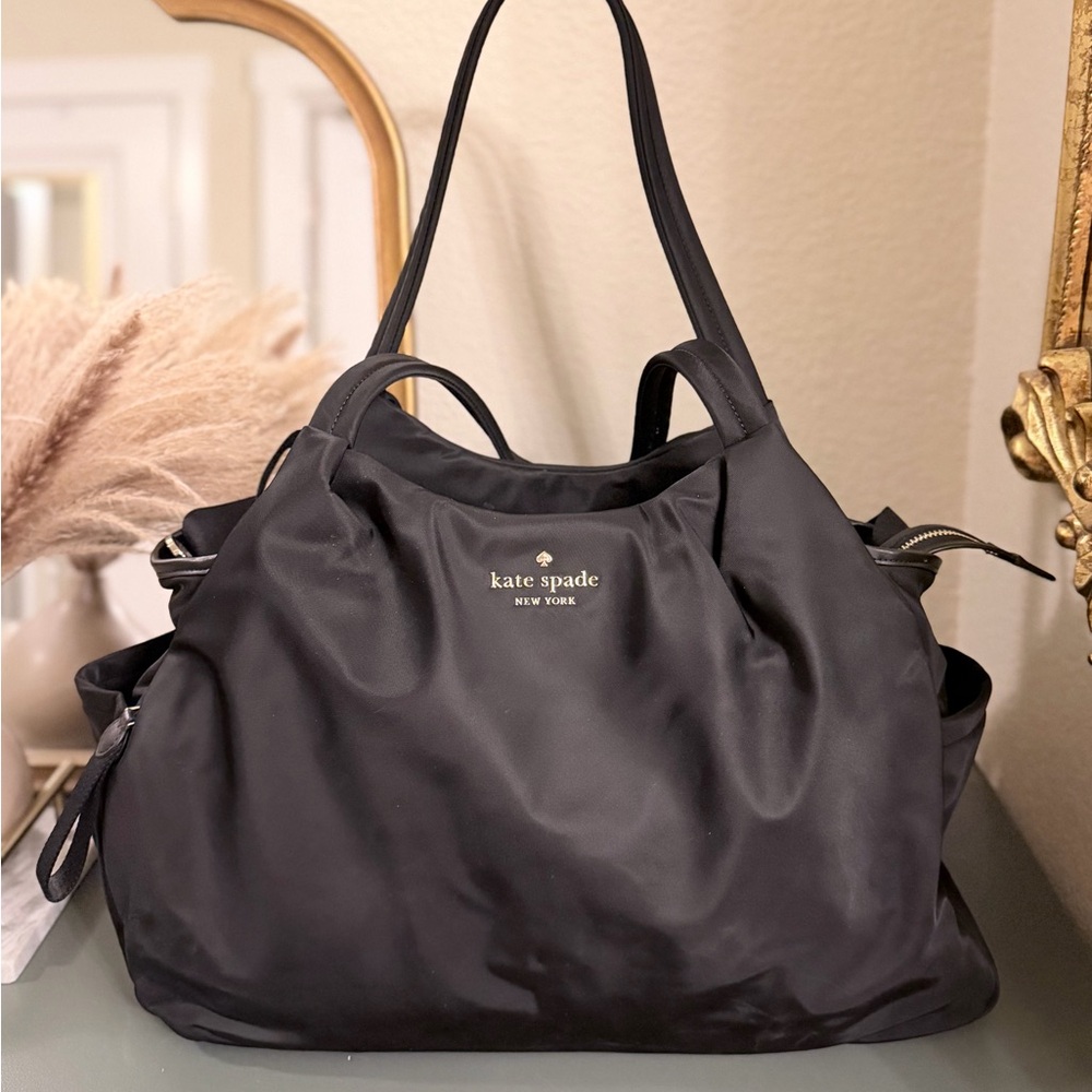 Kate Spade Black Nylon Diaper Bag Tote